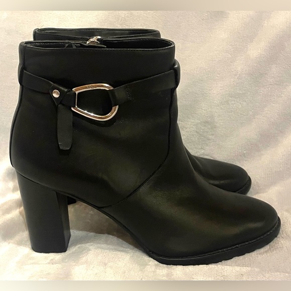 Ralph Lauren Women’s Laletta Black Leather Ankle Boots Booties Size 8 - Picture 5 of 12